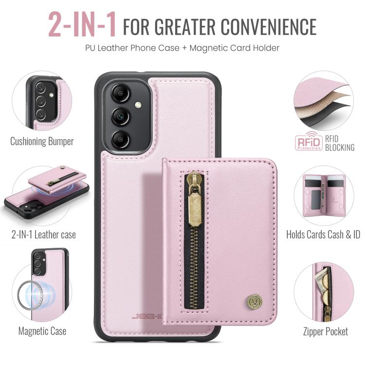 For Samsung Galaxy A34 5G JEEHOOD J12 Exquisite RFID MagSafe Zipper Card Bag Phone Case