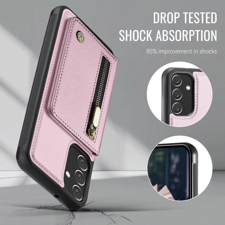 For Samsung Galaxy A34 5G JEEHOOD J12 Exquisite RFID MagSafe Zipper Card Bag Phone Case