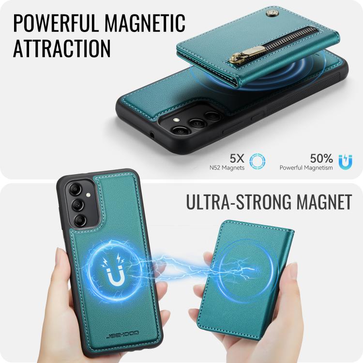 For Samsung Galaxy A34 5G JEEHOOD J12 Exquisite RFID MagSafe Zipper Card Bag Phone Case