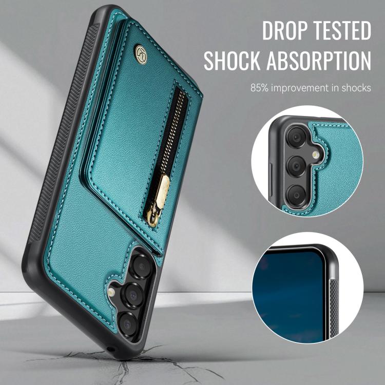 For Samsung Galaxy A35 5G JEEHOOD J12 Exquisite RFID MagSafe Zipper Card Bag Phone Case