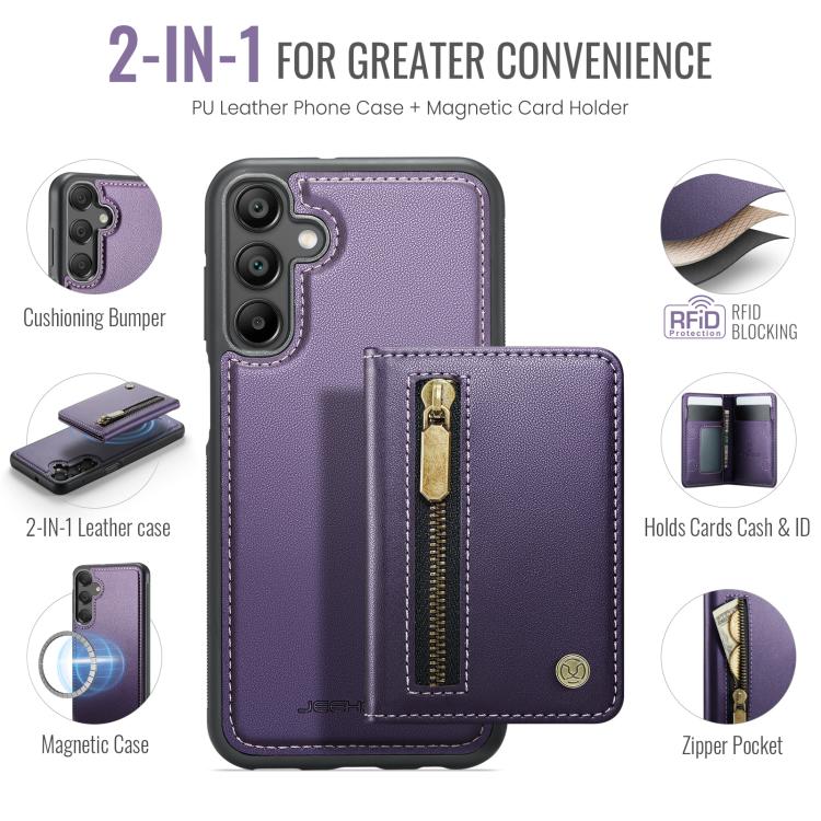 For Samsung Galaxy A16 5G / 4G JEEHOOD J12 Exquisite RFID MagSafe Zipper Card Bag Phone Case