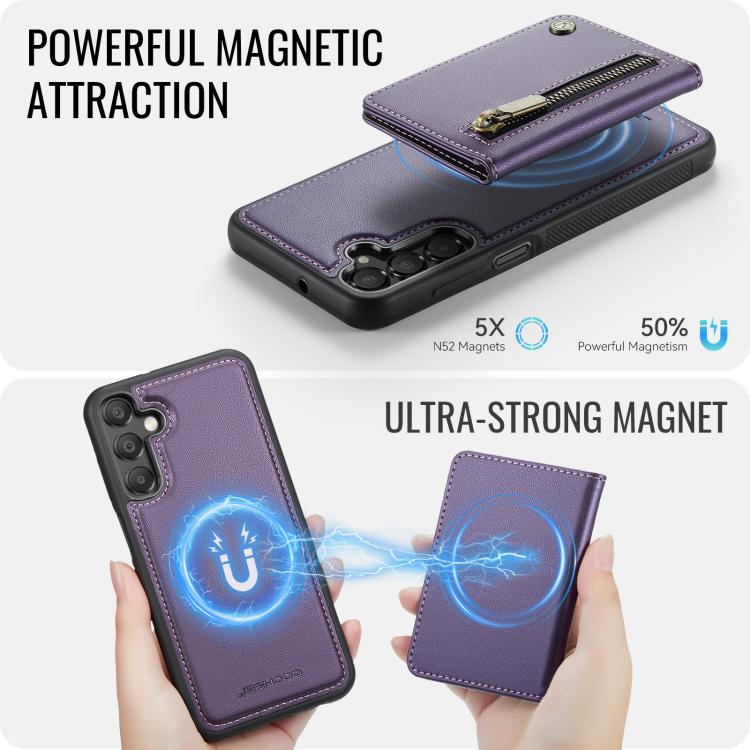 For Samsung Galaxy A16 5G / 4G JEEHOOD J12 Exquisite RFID MagSafe Zipper Card Bag Phone Case