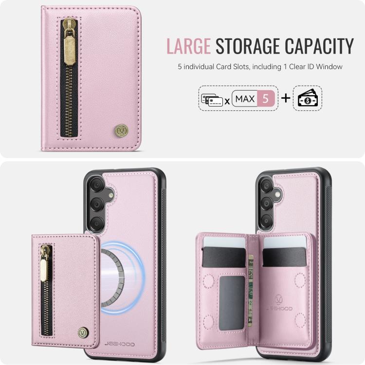 For Samsung Galaxy A16 5G / 4G JEEHOOD J12 Exquisite RFID MagSafe Zipper Card Bag Phone Case