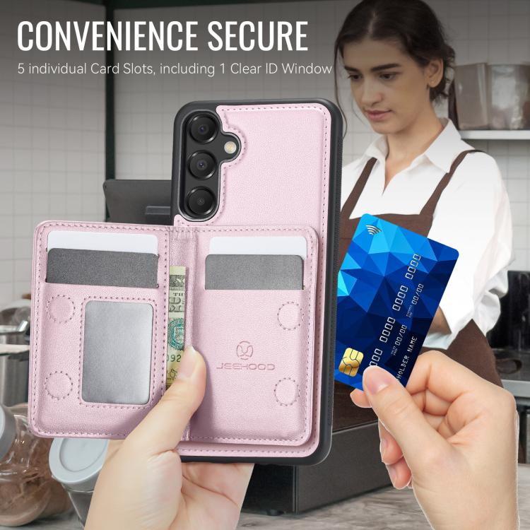 For Samsung Galaxy A16 5G / 4G JEEHOOD J12 Exquisite RFID MagSafe Zipper Card Bag Phone Case