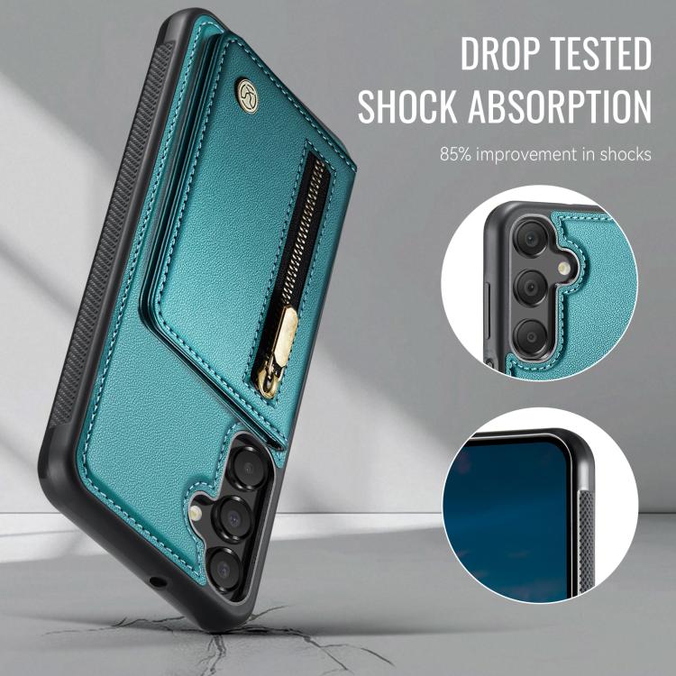 For Samsung Galaxy A16 5G / 4G JEEHOOD J12 Exquisite RFID MagSafe Zipper Card Bag Phone Case