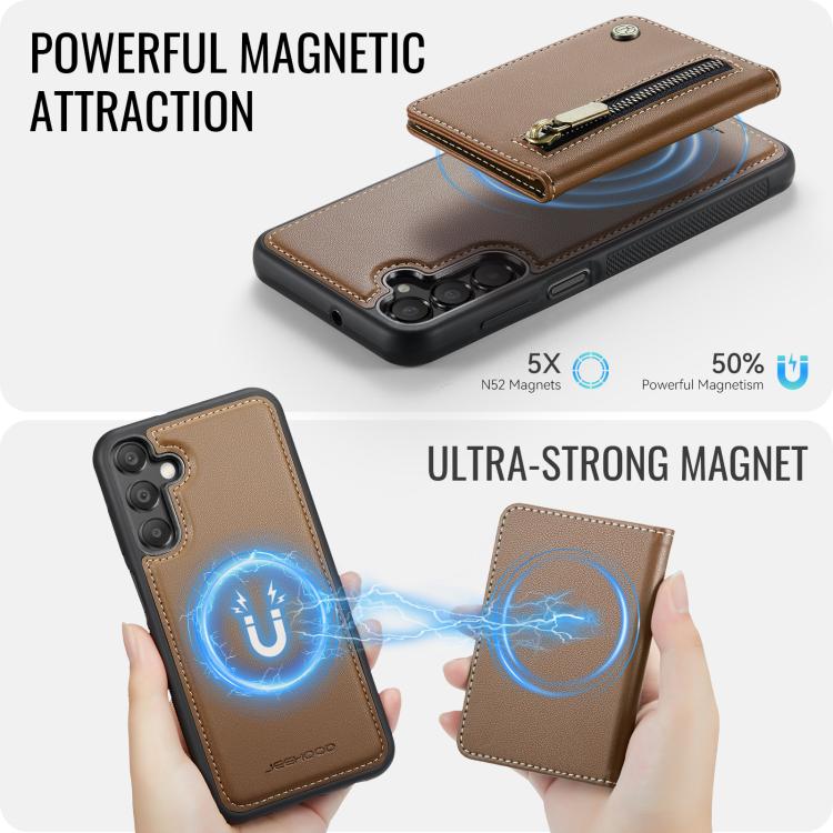 For Samsung Galaxy A16 5G / 4G JEEHOOD J12 Exquisite RFID MagSafe Zipper Card Bag Phone Case