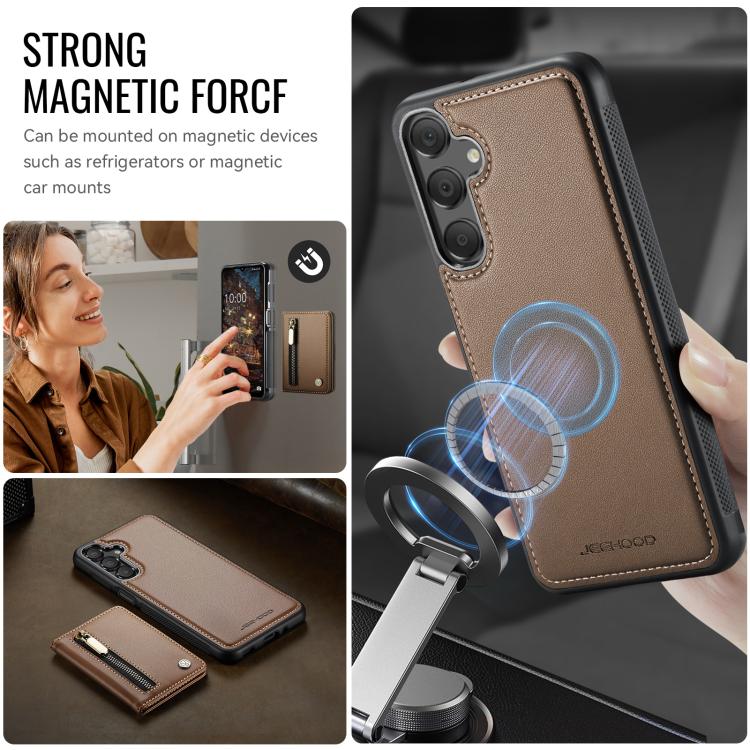 For Samsung Galaxy A16 5G / 4G JEEHOOD J12 Exquisite RFID MagSafe Zipper Card Bag Phone Case