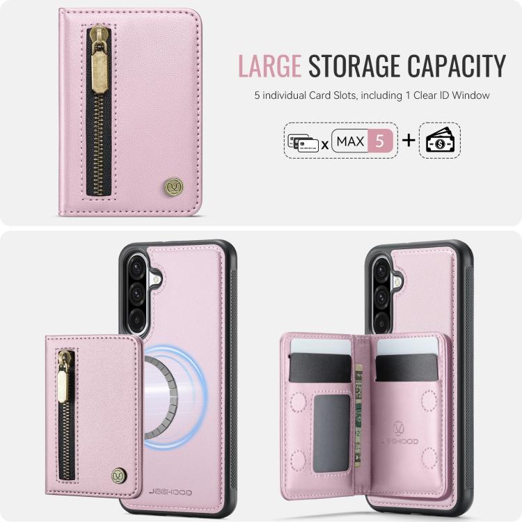 For Samsung Galaxy A36 5G JEEHOOD J12 Exquisite RFID MagSafe Zipper Card Bag Phone Case