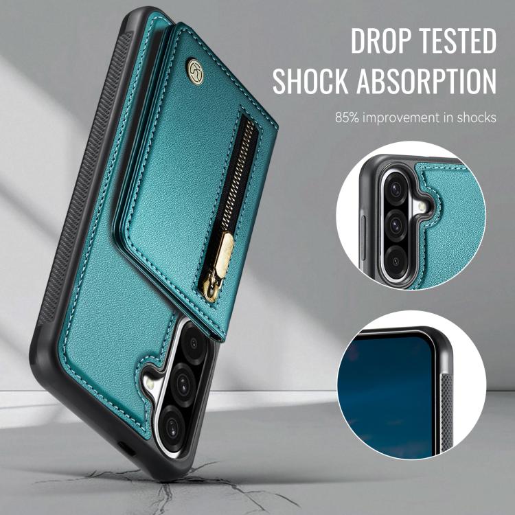 For Samsung Galaxy A36 5G JEEHOOD J12 Exquisite RFID MagSafe Zipper Card Bag Phone Case
