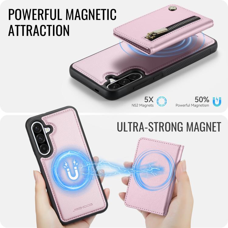 For Samsung Galaxy A56 5G JEEHOOD J12 Exquisite RFID MagSafe Zipper Card Bag Phone Case