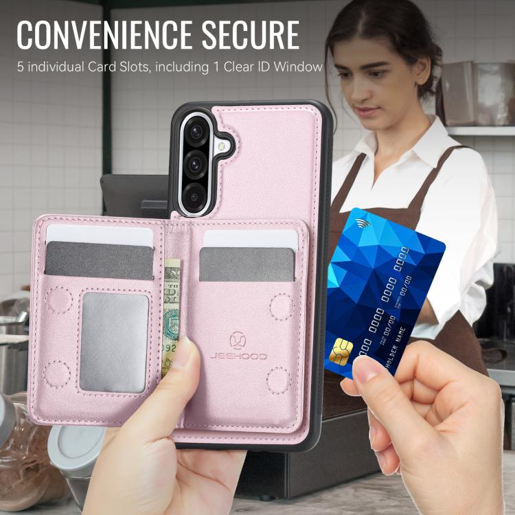 For Samsung Galaxy A56 5G JEEHOOD J12 Exquisite RFID MagSafe Zipper Card Bag Phone Case