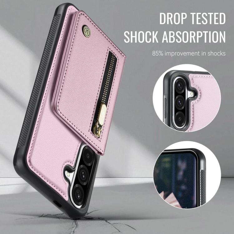 For Samsung Galaxy A56 5G JEEHOOD J12 Exquisite RFID MagSafe Zipper Card Bag Phone Case
