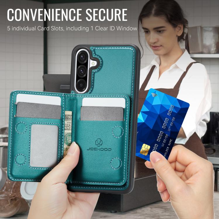 For Samsung Galaxy A56 5G JEEHOOD J12 Exquisite RFID MagSafe Zipper Card Bag Phone Case