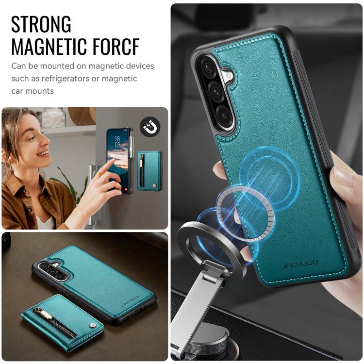 For Samsung Galaxy A56 5G JEEHOOD J12 Exquisite RFID MagSafe Zipper Card Bag Phone Case