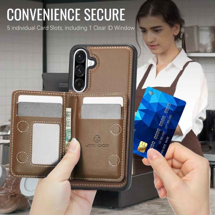 For Samsung Galaxy A56 5G JEEHOOD J12 Exquisite RFID MagSafe Zipper Card Bag Phone Case