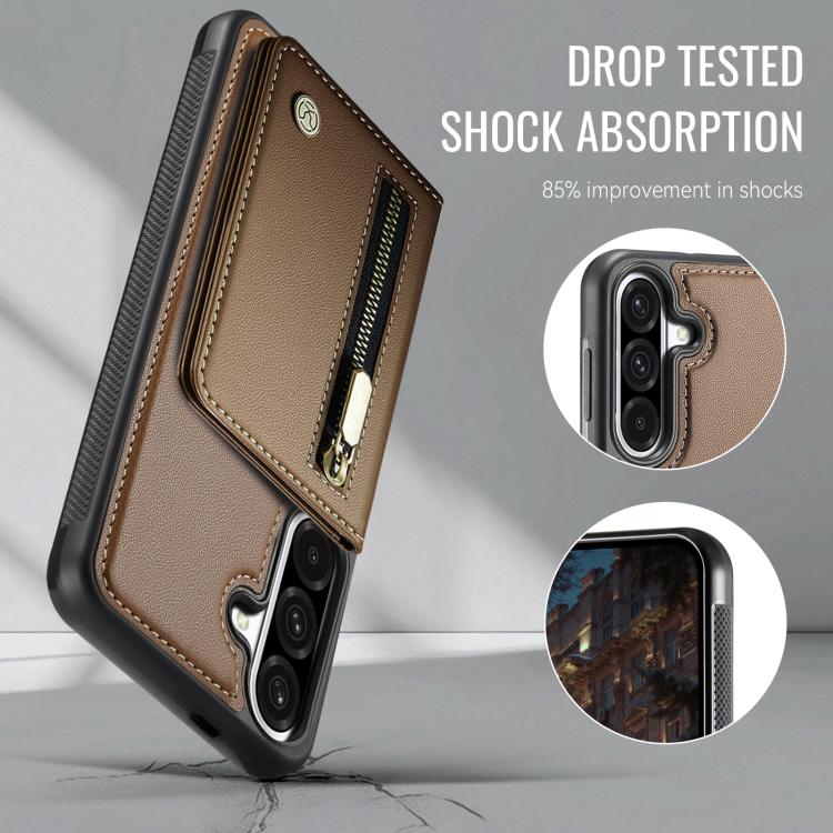 For Samsung Galaxy A56 5G JEEHOOD J12 Exquisite RFID MagSafe Zipper Card Bag Phone Case