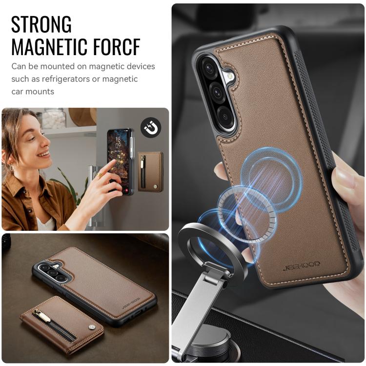 For Samsung Galaxy A56 5G JEEHOOD J12 Exquisite RFID MagSafe Zipper Card Bag Phone Case