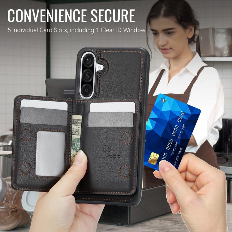 For Samsung Galaxy A56 5G JEEHOOD J12 Exquisite RFID MagSafe Zipper Card Bag Phone Case