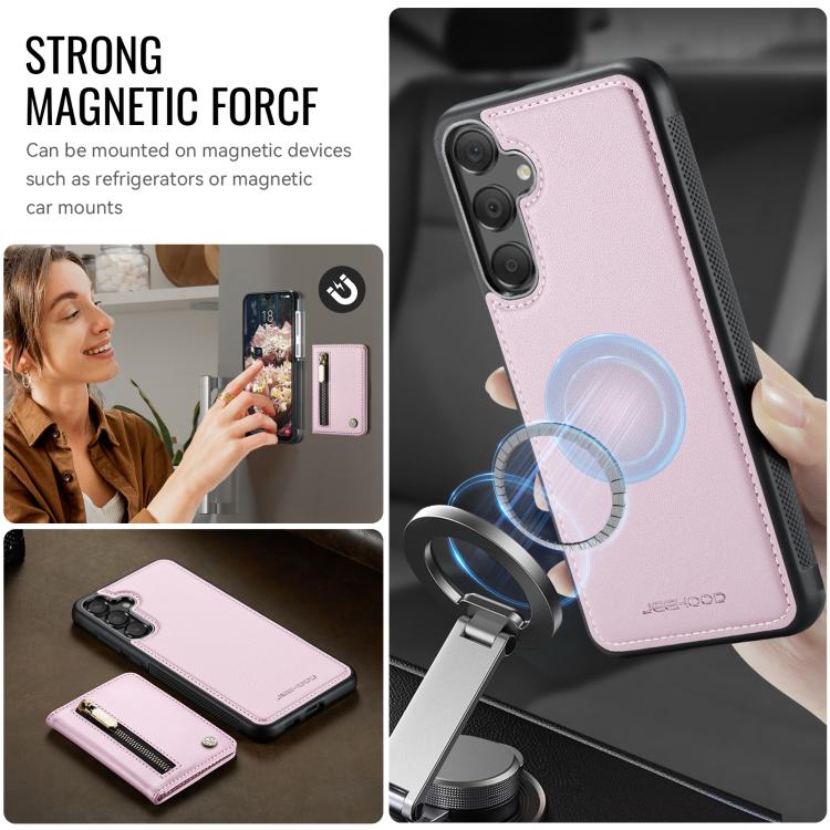 For Samsung Galaxy A55 5G JEEHOOD J12 Exquisite RFID MagSafe Zipper Card Bag Phone Case