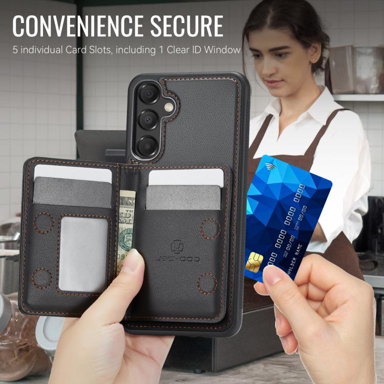 For Samsung Galaxy A55 5G JEEHOOD J12 Exquisite RFID MagSafe Zipper Card Bag Phone Case