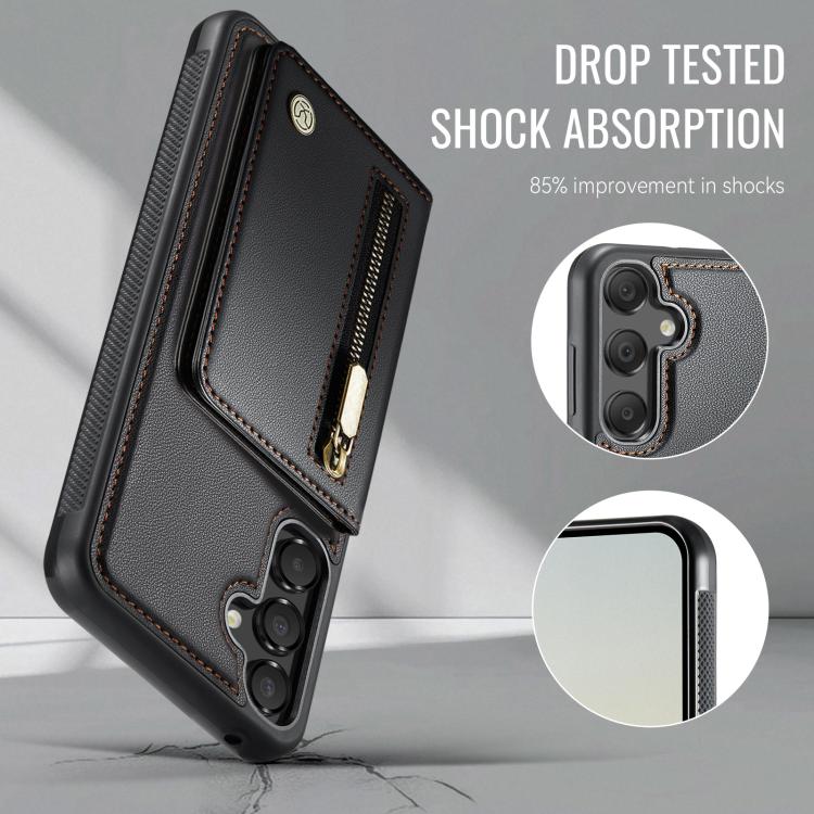 For Samsung Galaxy A55 5G JEEHOOD J12 Exquisite RFID MagSafe Zipper Card Bag Phone Case