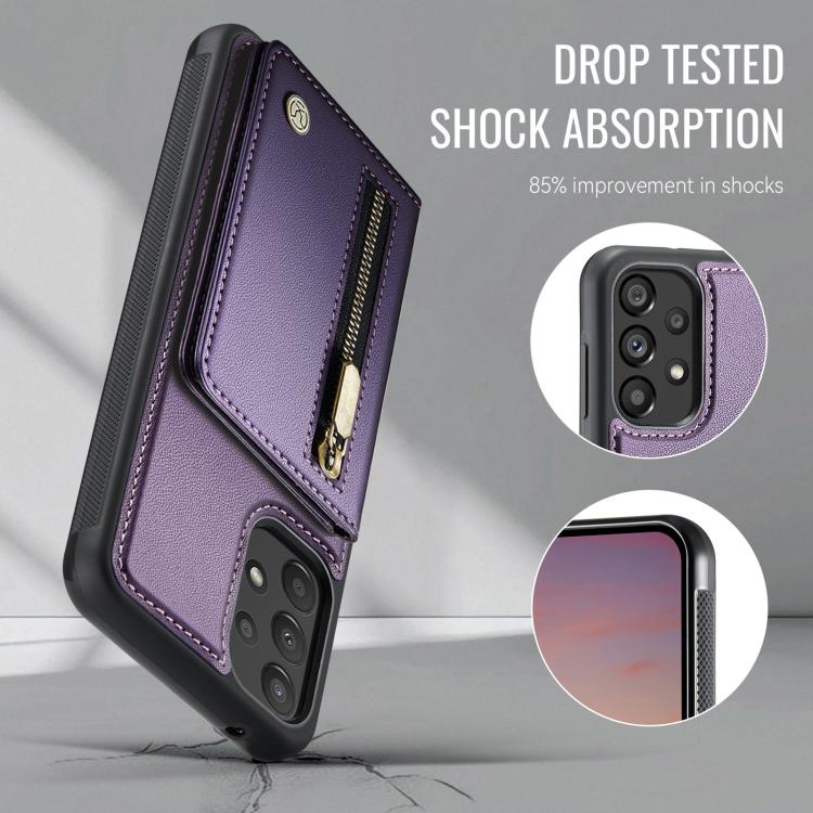 For Samsung Galaxy A52 4G / 5G / A52s 5G JEEHOOD J12 Exquisite RFID MagSafe Zipper Card Bag Phone Case