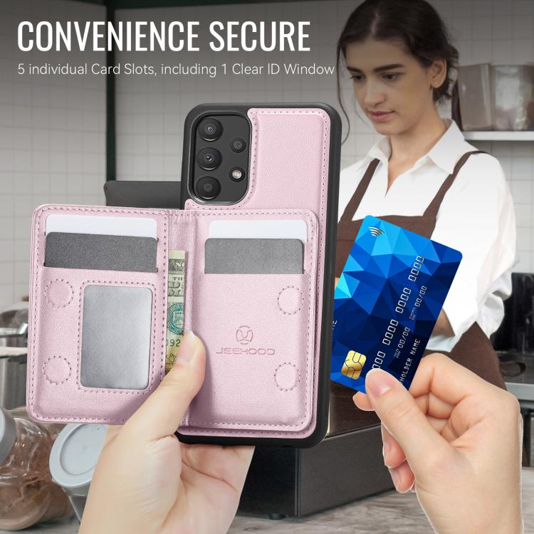 For Samsung Galaxy A52 4G / 5G / A52s 5G JEEHOOD J12 Exquisite RFID MagSafe Zipper Card Bag Phone Case