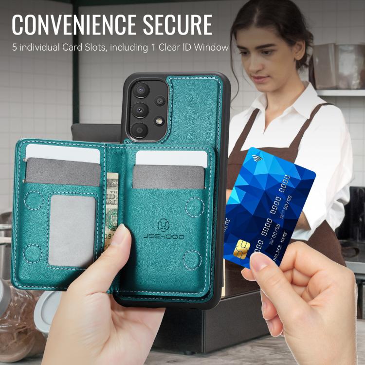 For Samsung Galaxy A52 4G / 5G / A52s 5G JEEHOOD J12 Exquisite RFID MagSafe Zipper Card Bag Phone Case