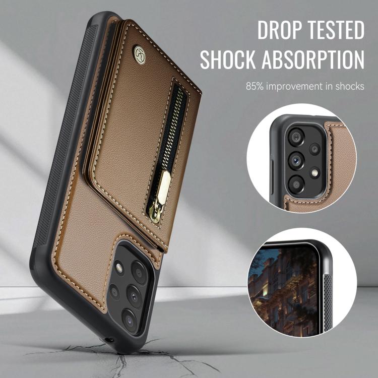 For Samsung Galaxy A52 4G / 5G / A52s 5G JEEHOOD J12 Exquisite RFID MagSafe Zipper Card Bag Phone Case