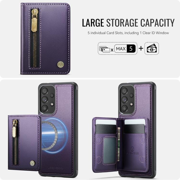 For Samsung Galaxy A53 5G JEEHOOD J12 Exquisite RFID MagSafe Zipper Card Bag Phone Case
