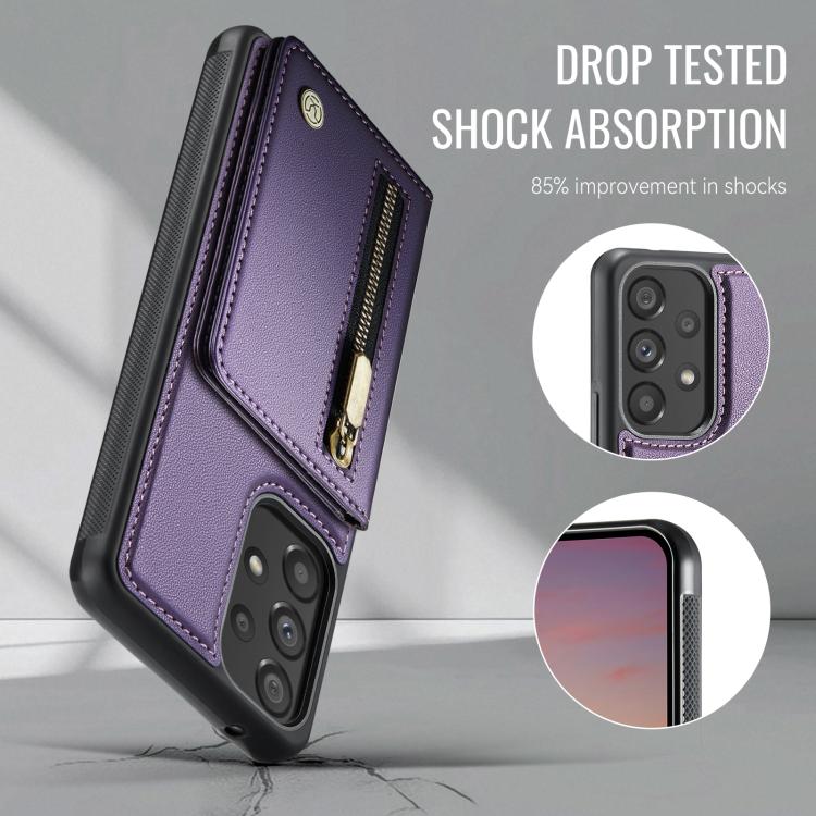 For Samsung Galaxy A53 5G JEEHOOD J12 Exquisite RFID MagSafe Zipper Card Bag Phone Case
