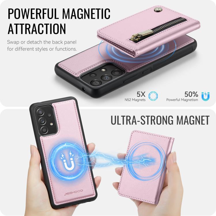 For Samsung Galaxy A53 5G JEEHOOD J12 Exquisite RFID MagSafe Zipper Card Bag Phone Case