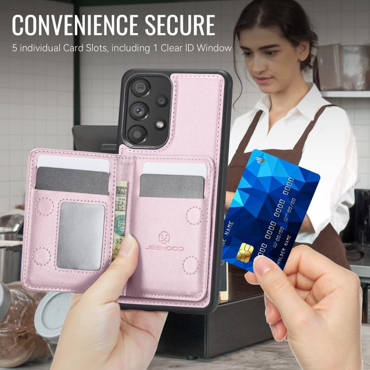 For Samsung Galaxy A53 5G JEEHOOD J12 Exquisite RFID MagSafe Zipper Card Bag Phone Case