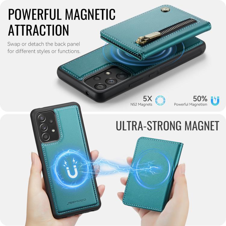 For Samsung Galaxy A53 5G JEEHOOD J12 Exquisite RFID MagSafe Zipper Card Bag Phone Case