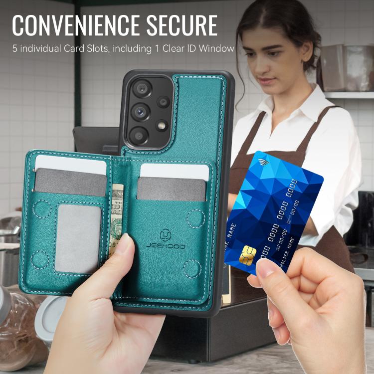For Samsung Galaxy A53 5G JEEHOOD J12 Exquisite RFID MagSafe Zipper Card Bag Phone Case