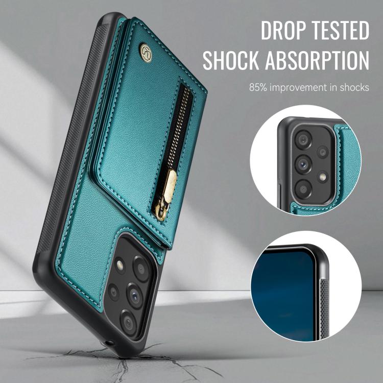 For Samsung Galaxy A53 5G JEEHOOD J12 Exquisite RFID MagSafe Zipper Card Bag Phone Case