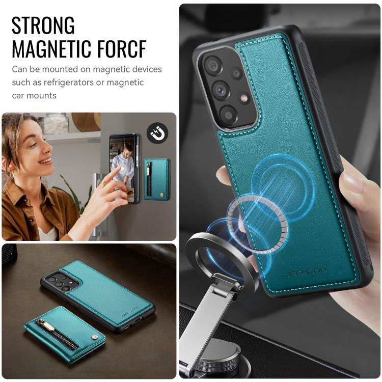 For Samsung Galaxy A53 5G JEEHOOD J12 Exquisite RFID MagSafe Zipper Card Bag Phone Case