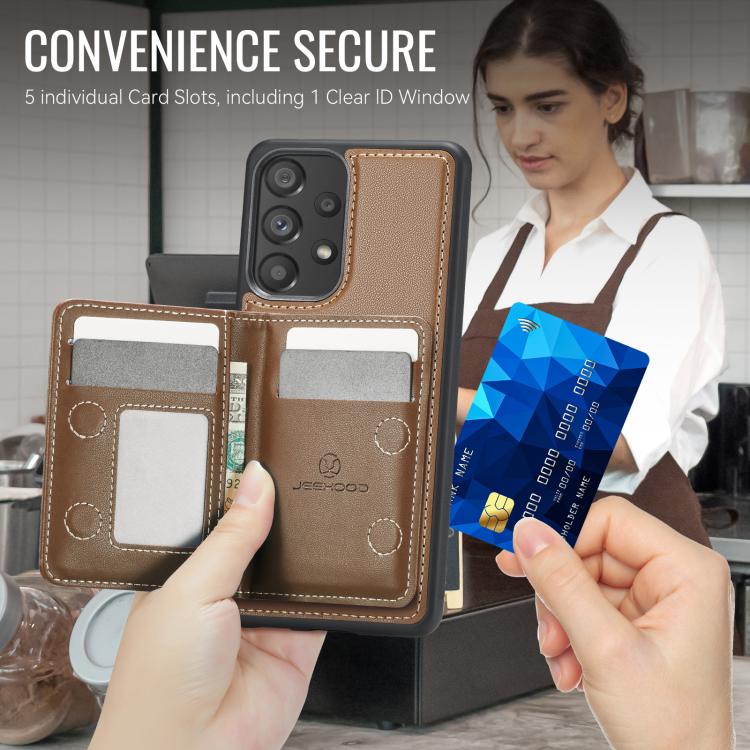 For Samsung Galaxy A53 5G JEEHOOD J12 Exquisite RFID MagSafe Zipper Card Bag Phone Case