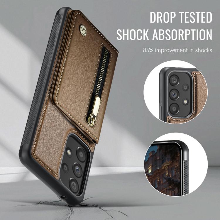 For Samsung Galaxy A53 5G JEEHOOD J12 Exquisite RFID MagSafe Zipper Card Bag Phone Case