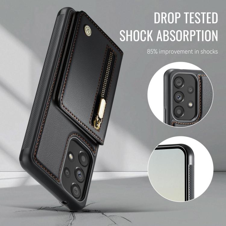 For Samsung Galaxy A53 5G JEEHOOD J12 Exquisite RFID MagSafe Zipper Card Bag Phone Case