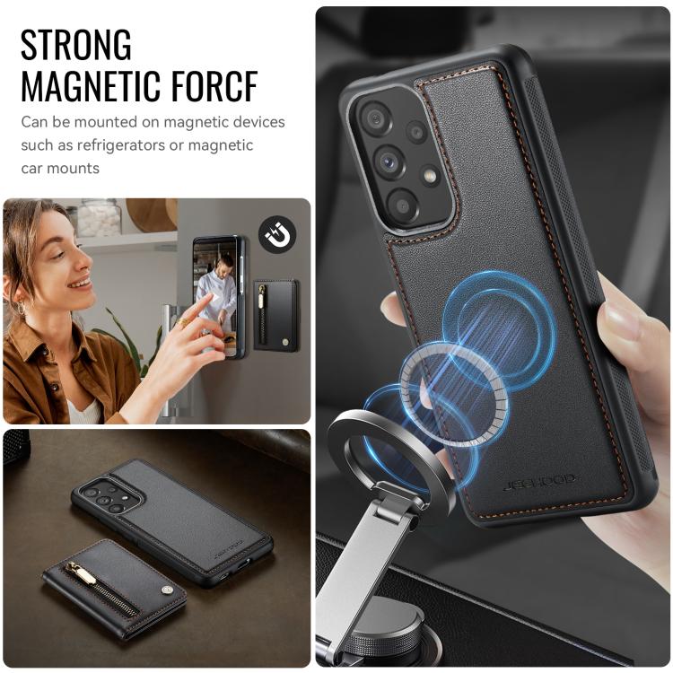 For Samsung Galaxy A53 5G JEEHOOD J12 Exquisite RFID MagSafe Zipper Card Bag Phone Case