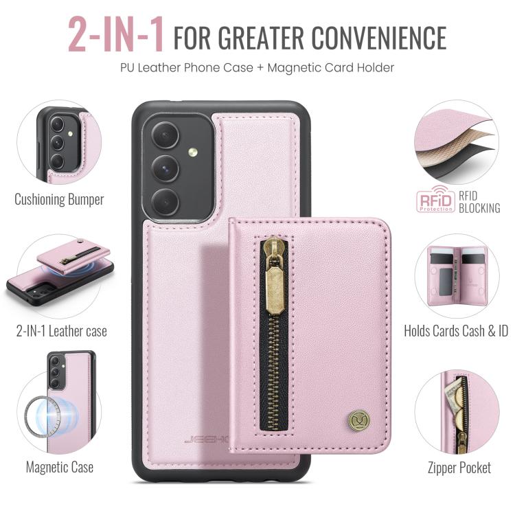 For Samsung Galaxy A54 5G JEEHOOD J12 Exquisite RFID MagSafe Zipper Card Bag Phone Case