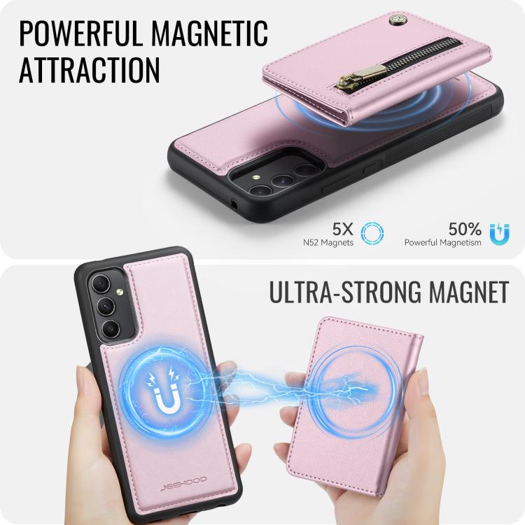 For Samsung Galaxy A54 5G JEEHOOD J12 Exquisite RFID MagSafe Zipper Card Bag Phone Case