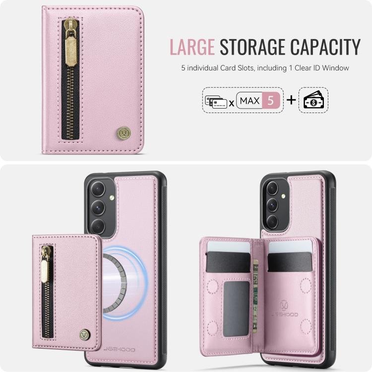 For Samsung Galaxy A54 5G JEEHOOD J12 Exquisite RFID MagSafe Zipper Card Bag Phone Case