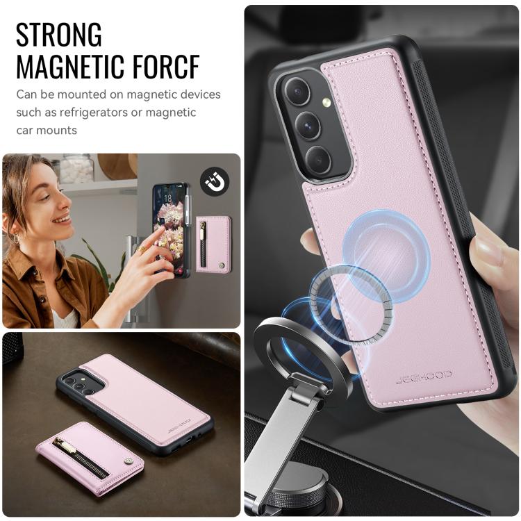 For Samsung Galaxy A54 5G JEEHOOD J12 Exquisite RFID MagSafe Zipper Card Bag Phone Case