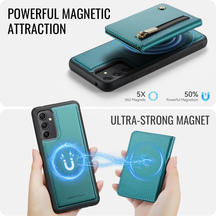 For Samsung Galaxy A54 5G JEEHOOD J12 Exquisite RFID MagSafe Zipper Card Bag Phone Case