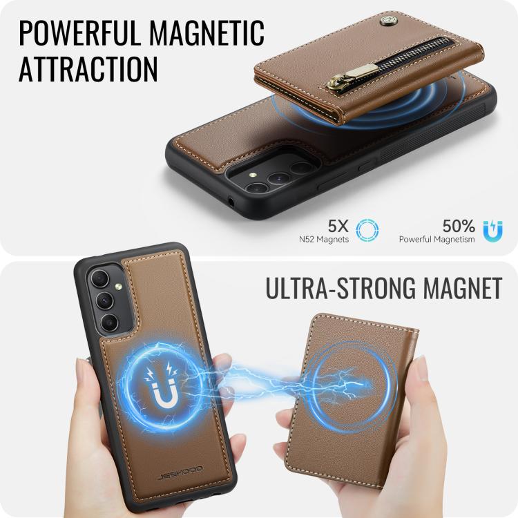 For Samsung Galaxy A54 5G JEEHOOD J12 Exquisite RFID MagSafe Zipper Card Bag Phone Case