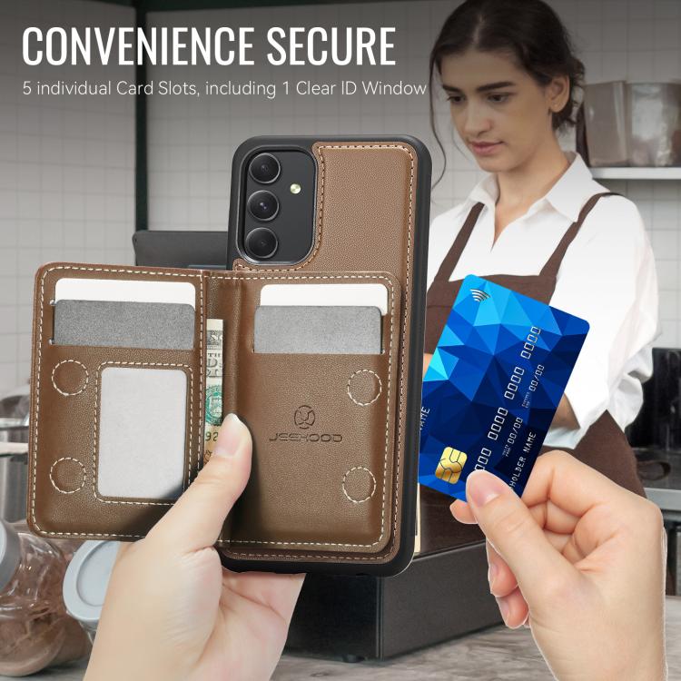 For Samsung Galaxy A54 5G JEEHOOD J12 Exquisite RFID MagSafe Zipper Card Bag Phone Case