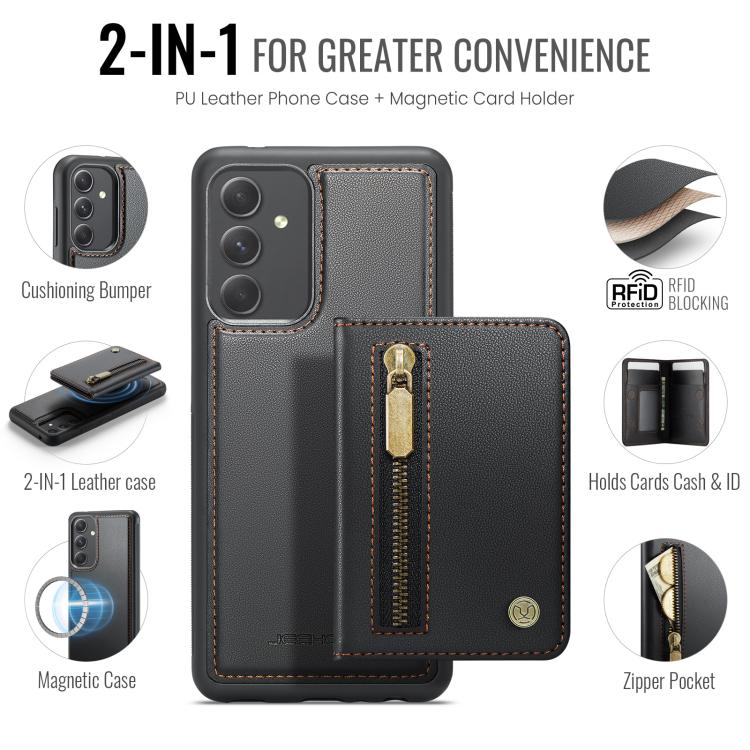 For Samsung Galaxy A54 5G JEEHOOD J12 Exquisite RFID MagSafe Zipper Card Bag Phone Case