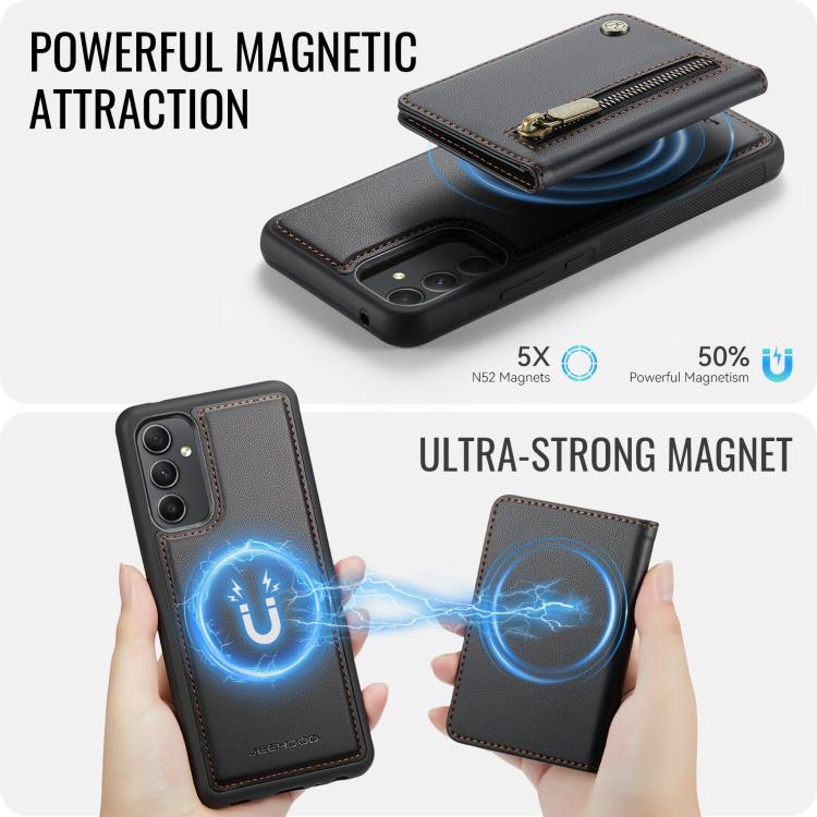For Samsung Galaxy A54 5G JEEHOOD J12 Exquisite RFID MagSafe Zipper Card Bag Phone Case